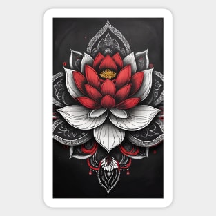 Red Lotus Mandala Flower Sticker